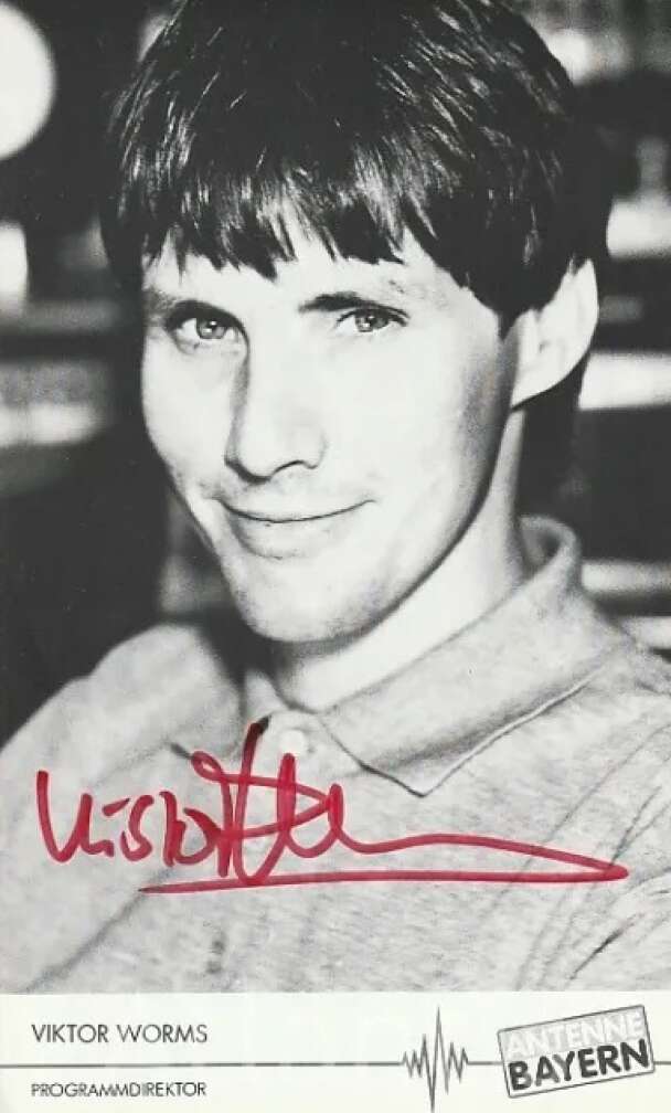 Viktor Worms Autogrammkarte als ANTENNE BAYERN-Programmdirektor