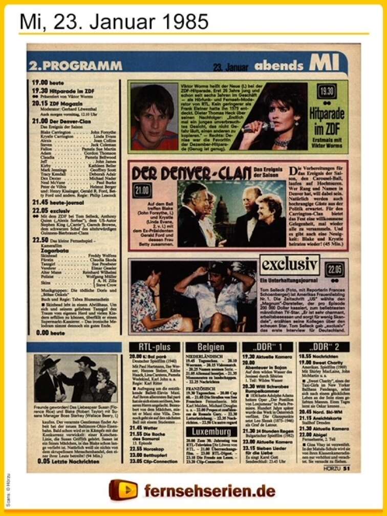 Viktor Worms in der Programmvorschau für die ZDF Hitparade