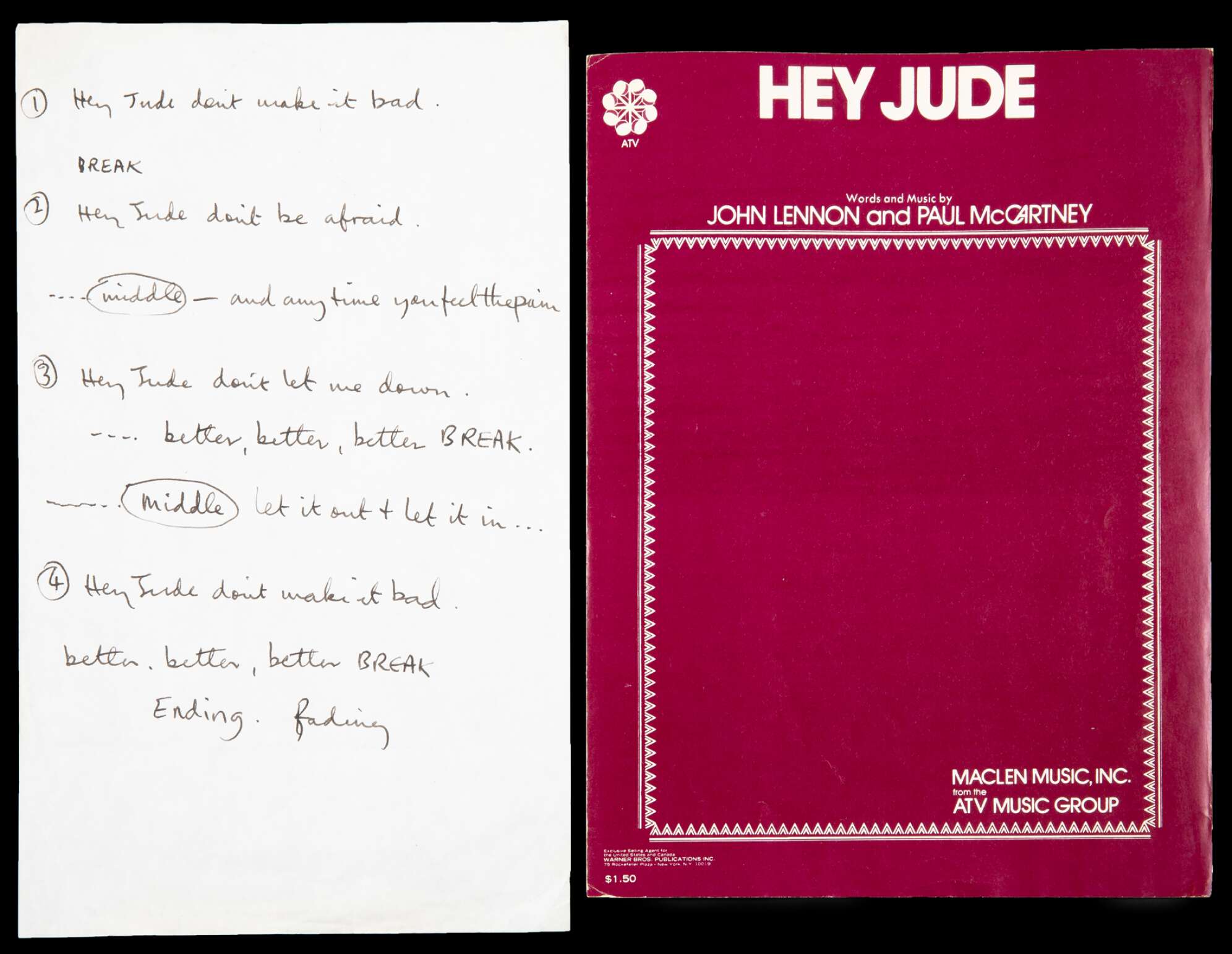 Handgeschriebener Text für Beatles-Hit «Hey Jude»