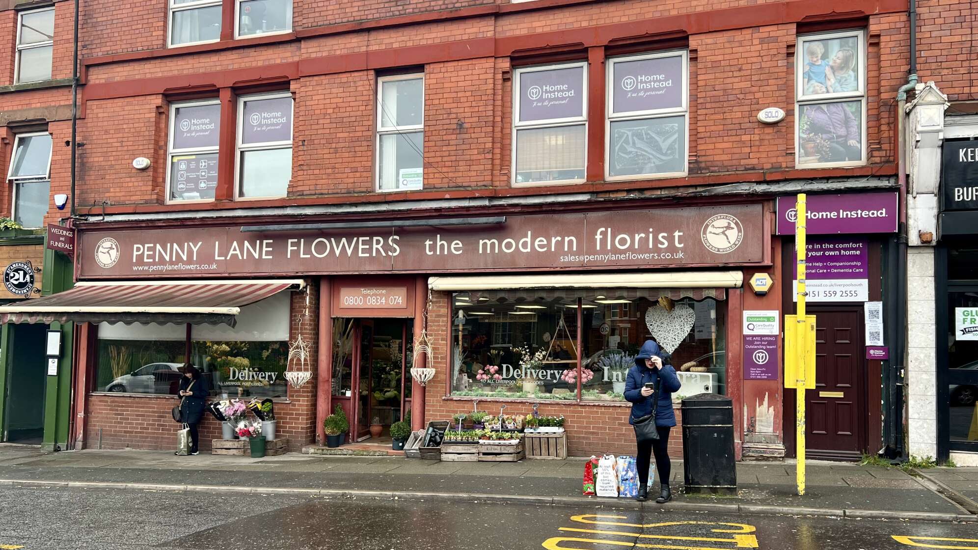 Blumengeschäft in der Straße Penny Lane in Liverpool