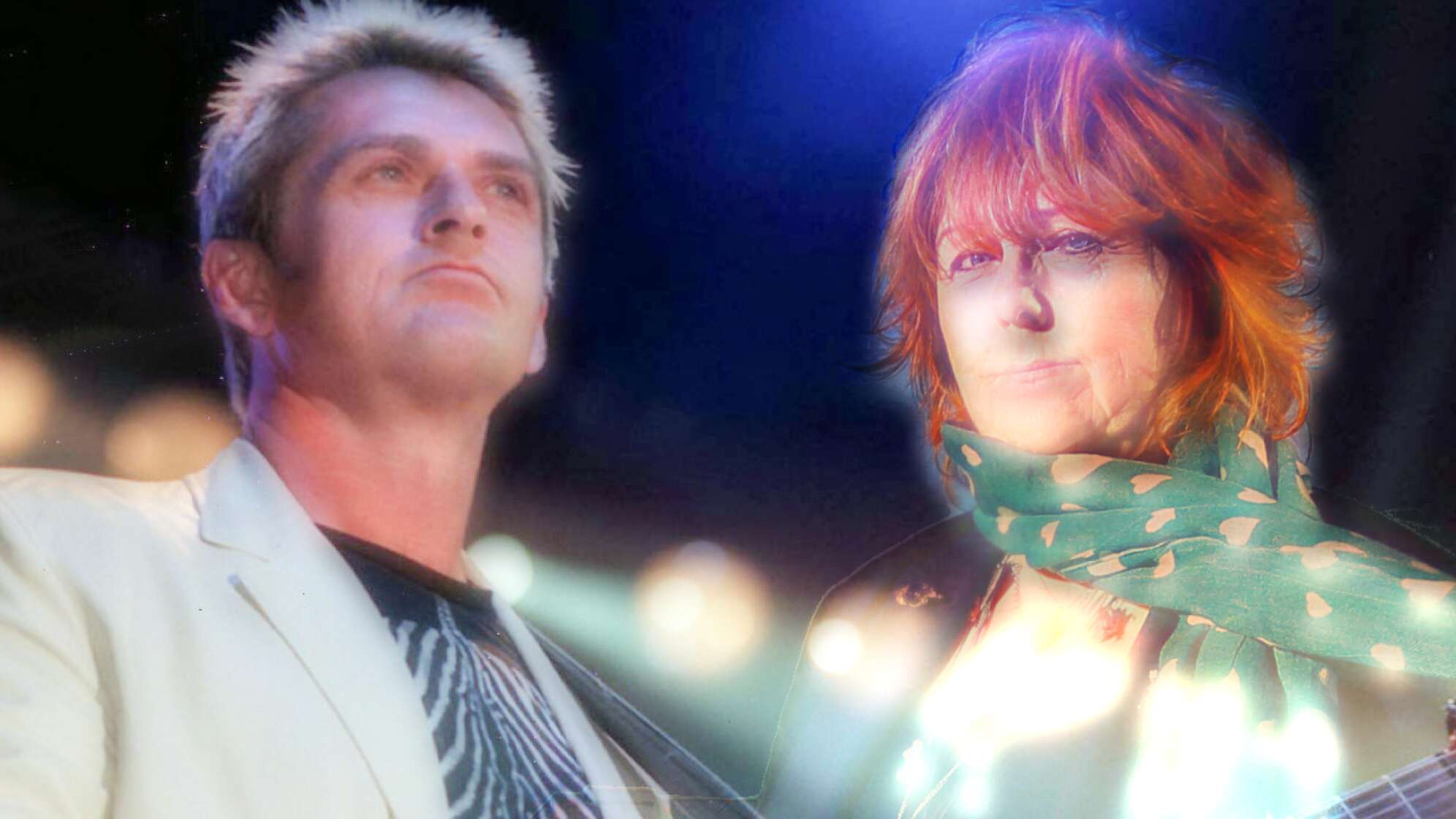 Mike Oldfield und Maggie Reilly in einer Fotomontage